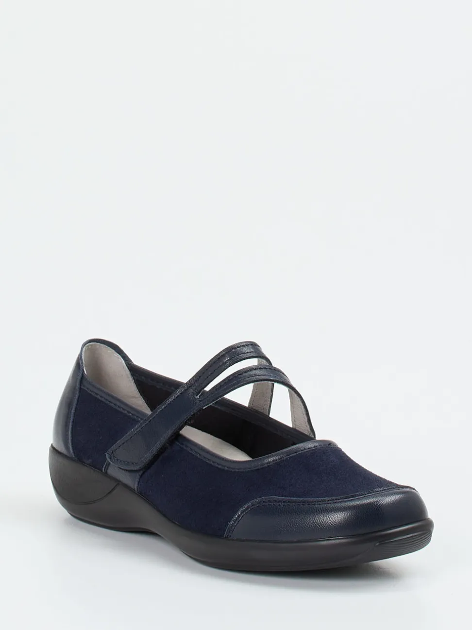 Stuppy – Mary Jane aus Velours- und Glattleder blau
