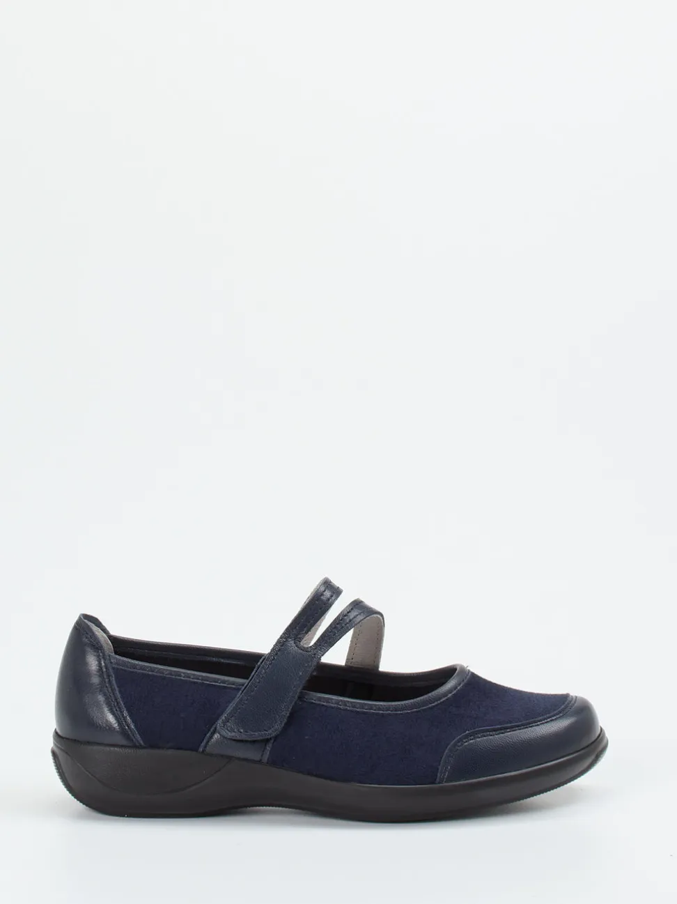 Stuppy – Mary Jane aus Velours- und Glattleder blau