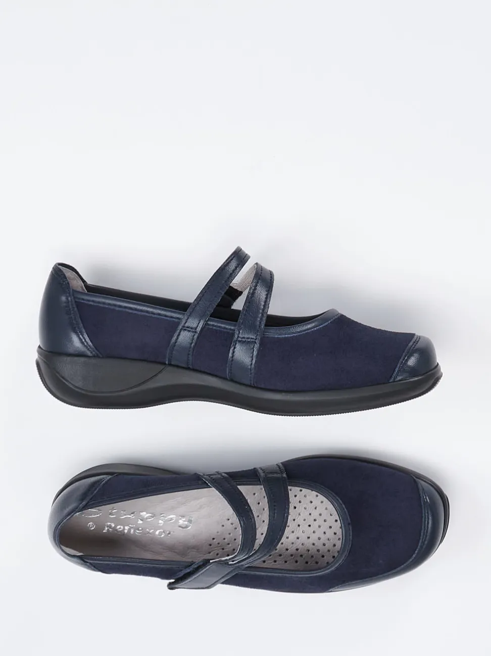 Stuppy – Mary Jane aus Velours- und Glattleder blau