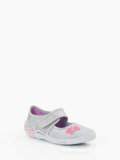 Superfit – Ballerina-Hausschuh aus Textil silbergrau