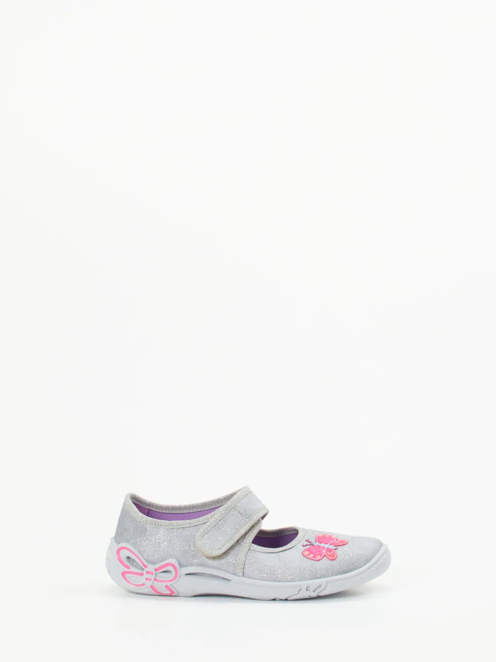 Superfit – Ballerina-Hausschuh aus Textil silbergrau