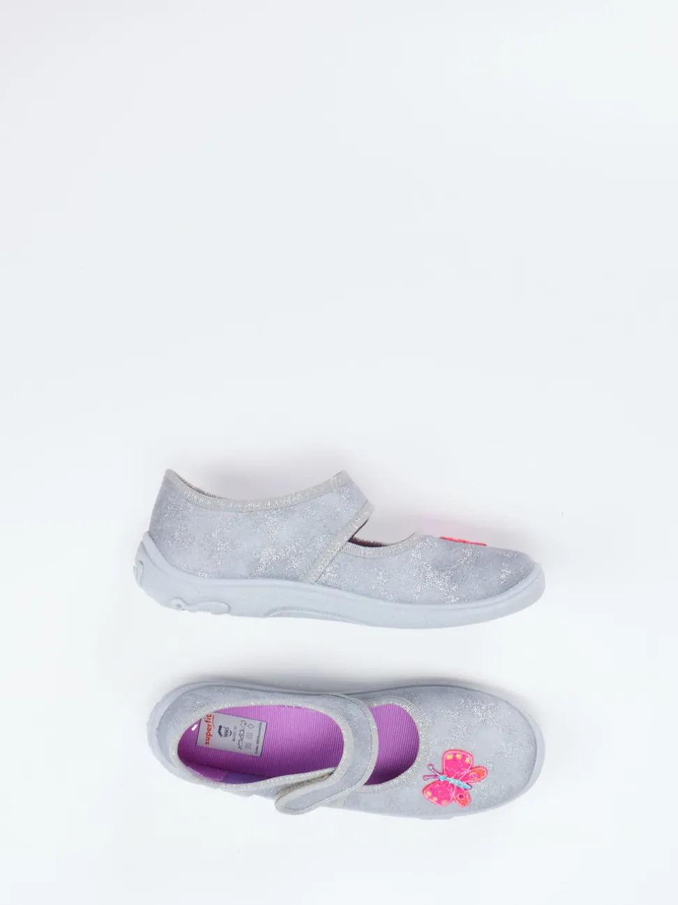 Superfit – Ballerina-Hausschuh aus Textil silbergrau