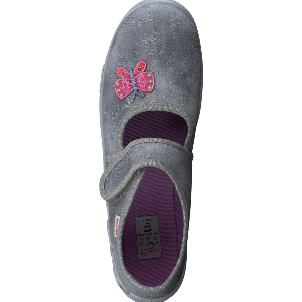 Superfit – Ballerina-Hausschuh aus Textil silbergrau