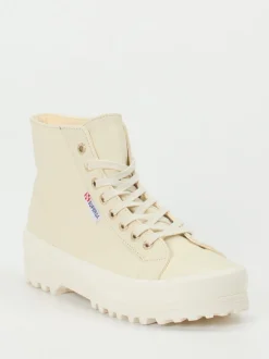 Superga – High-Top Sneaker aus Leder in Beige