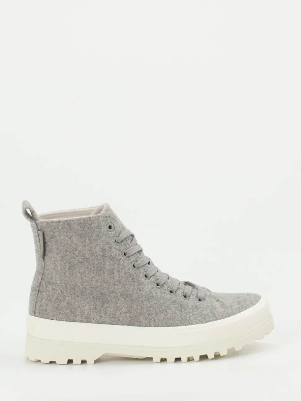Superga – Schnürboots aus Filztextil Hellgrau