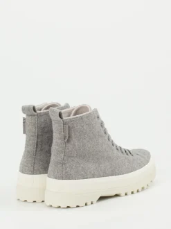 Superga – Schnürboots aus Filztextil Hellgrau
