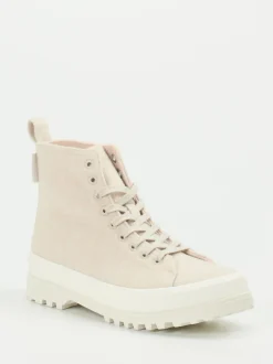 Superga – Schnürboots aus Filz in Cremebeige
