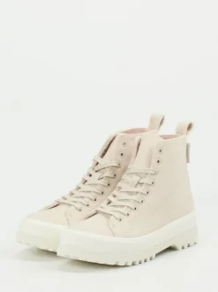 Superga – Schnürboots aus Filz in Cremebeige