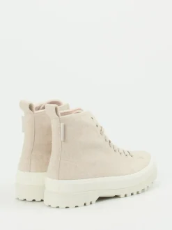 Superga – Schnürboots aus Filz in Cremebeige