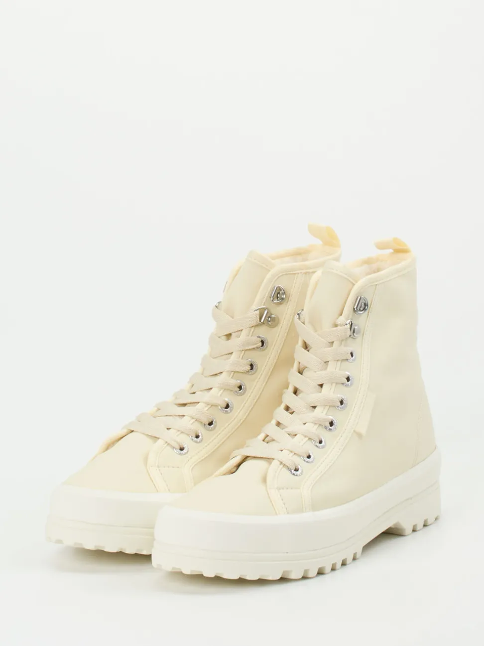 Superga – Schnürboots aus Lammleder in Beige