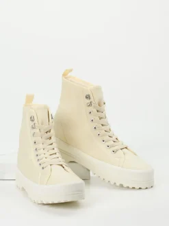 Superga – Schnürboots aus Lammleder in Beige