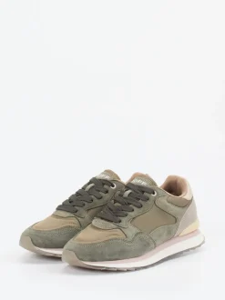 THE HOFF BRAND – Retro-Sneaker Los Angeles aus Veloursleder olivgrün