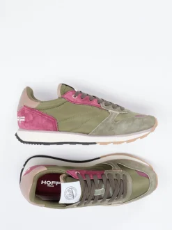 THE HOFF BRAND – Sneaker aus Velours und Textil olivgrün