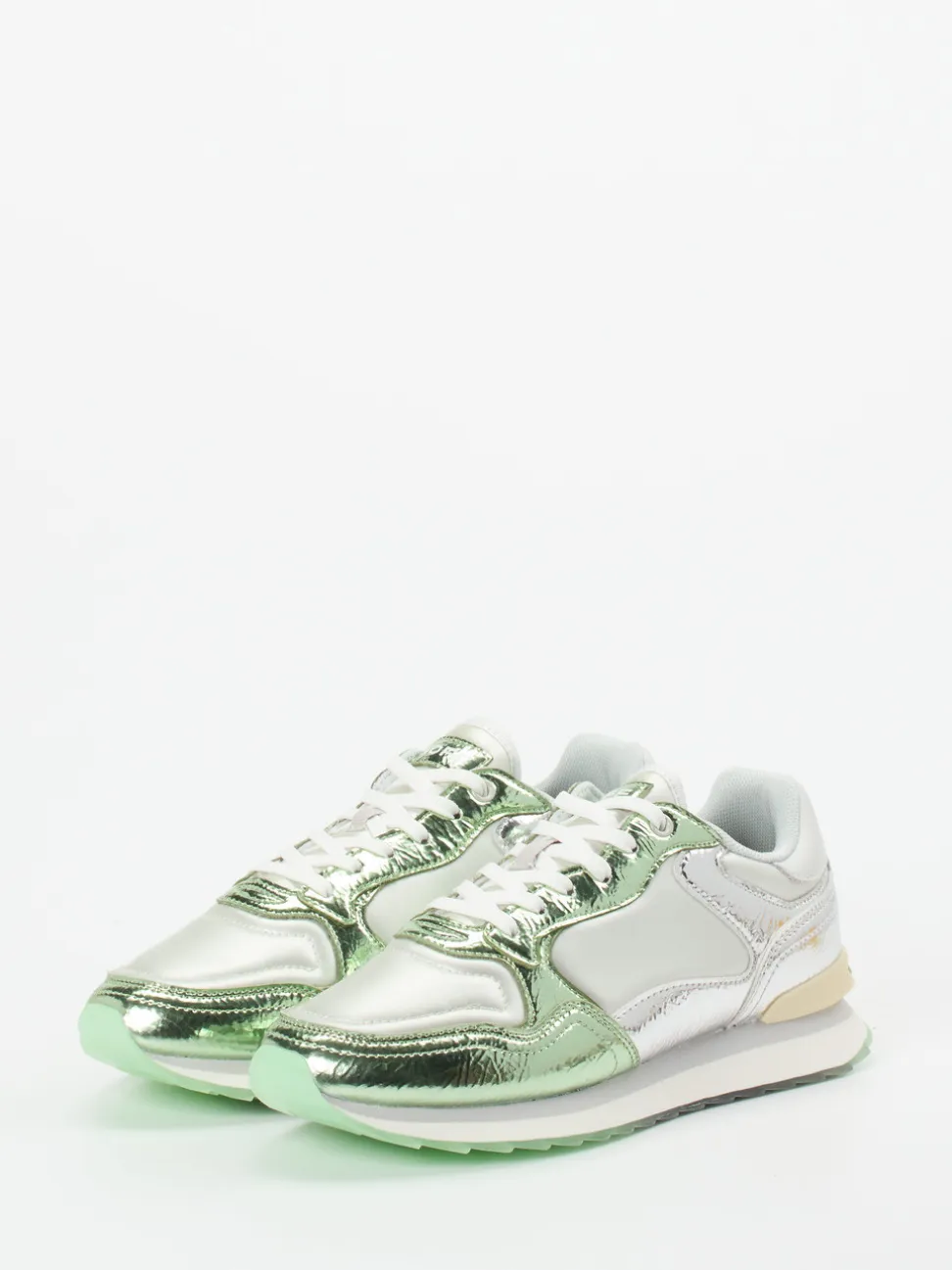 THE HOFF BRAND – Sneaker aus Metallicleder in Silber