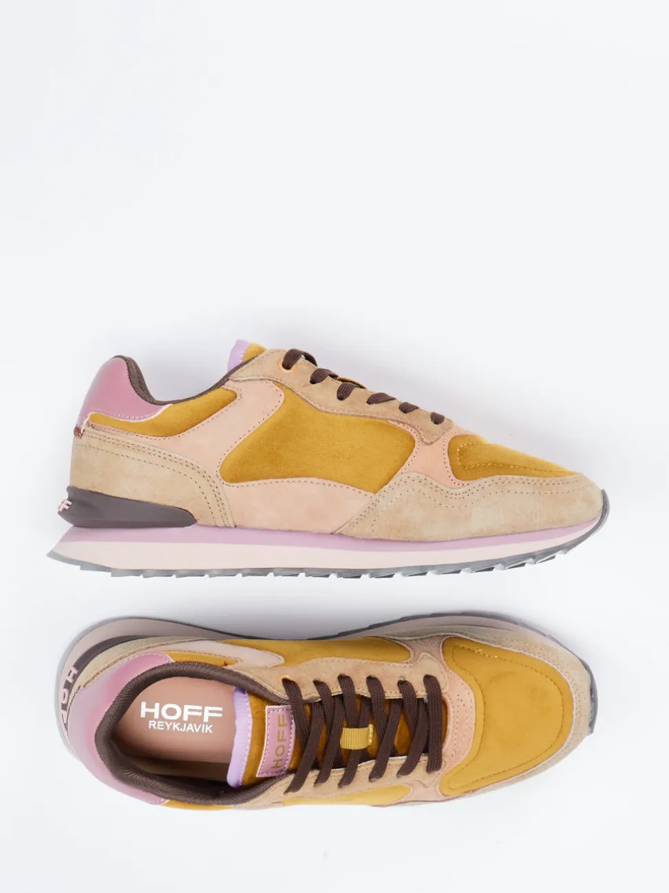The Hoff Brand – Sneaker aus Veloursleder und Textil Senfgelb