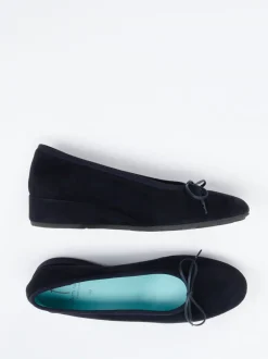 Thierry Rabotin – Keilballerinas aus Veloursleder Dunkelblau