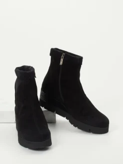 Thierry Rabotin – Keilstiefeletten aus Veloursleder Schwarz