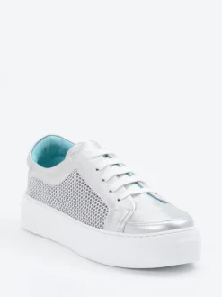 Thierry Rabotin – Sneaker aus Metallicleder silber