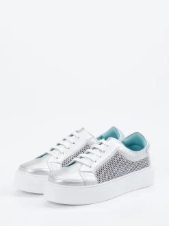 Thierry Rabotin – Sneaker aus Metallicleder silber
