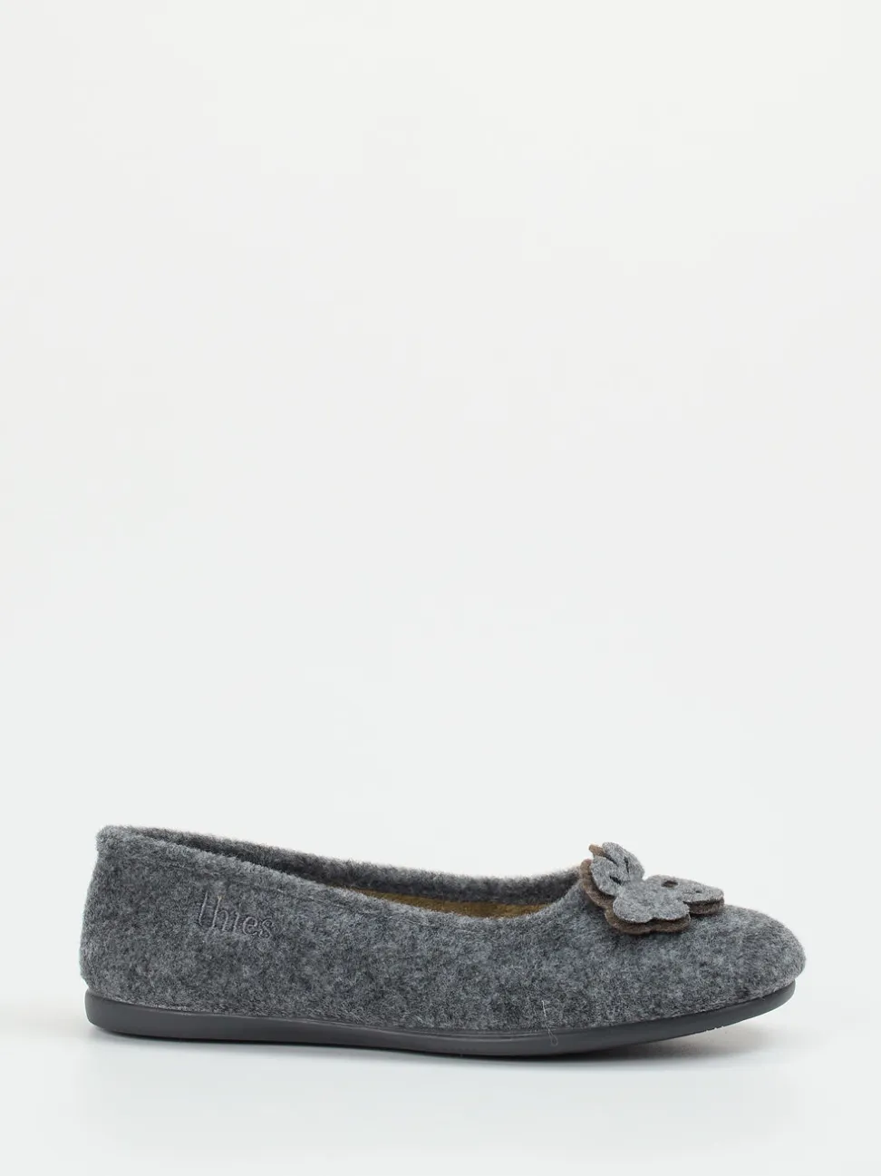 Thies – Ballerina-Hausschuh aus Wollfilz anthrazit