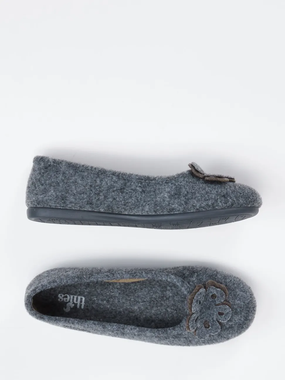 Thies – Ballerina-Hausschuh aus Wollfilz anthrazit