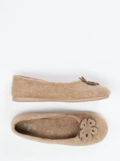 Thies – Ballerina-Hausschuh aus Wollfilz beigebraun