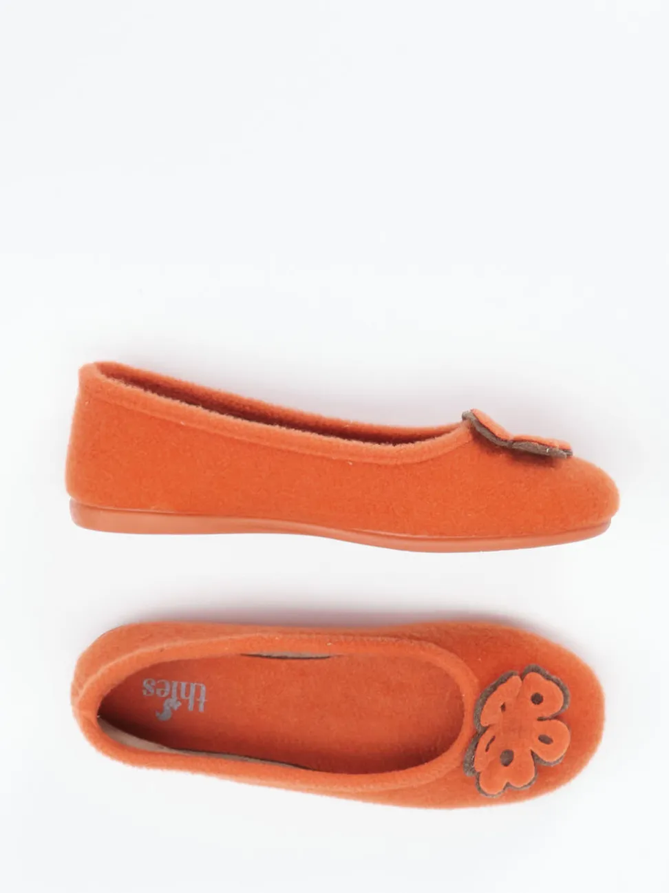 Thies – Ballerina-Hausschuh aus Wollfilz orange