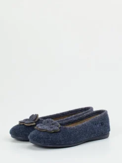 Thies – Ballerina-Hausschuh aus Wollfilz Dunkelblau