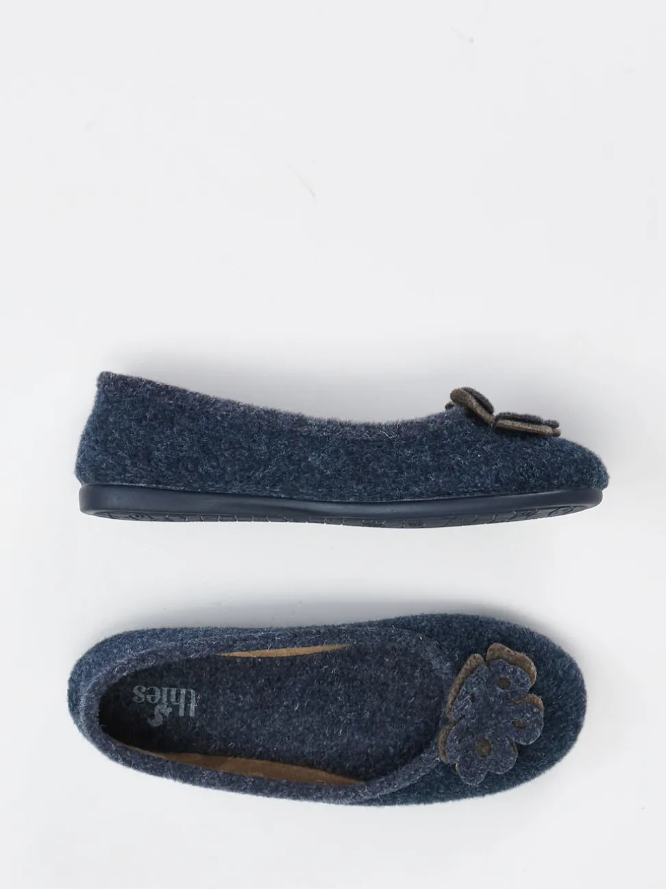 Thies – Ballerina-Hausschuh aus Wollfilz Dunkelblau