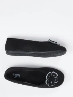 Thies – Ballerina-Hausschuh aus Wolle schwarz