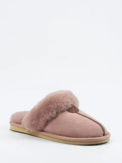 Thies – Hausschuhe aus Veloursleder in Altrosa