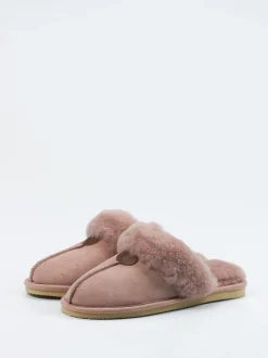 Thies – Hausschuhe aus Veloursleder in Altrosa
