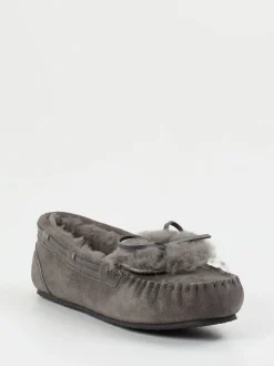 Thies – Mokassin-Hausschuh aus Veloursleder grau