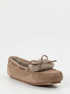 Thies – Mokassin-Hausschuh aus Veloursleder taupe