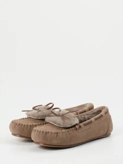 Thies – Mokassin-Hausschuh aus Veloursleder taupe
