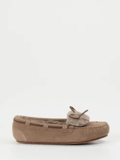 Thies – Mokassin-Hausschuh aus Veloursleder taupe