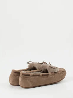 Thies – Mokassin-Hausschuh aus Veloursleder taupe