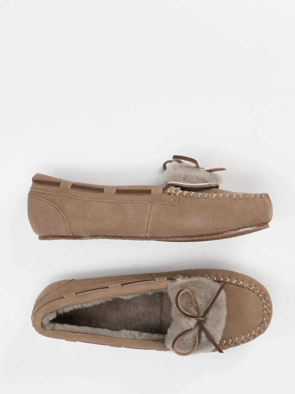 Thies – Mokassin-Hausschuh aus Veloursleder taupe