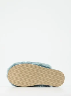 Thies – Pantoffeln aus Lammfell in Blaugrau