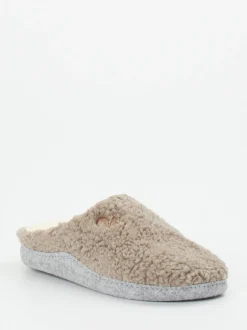 Thies – Pantoffeln aus Textil in Beigegrau