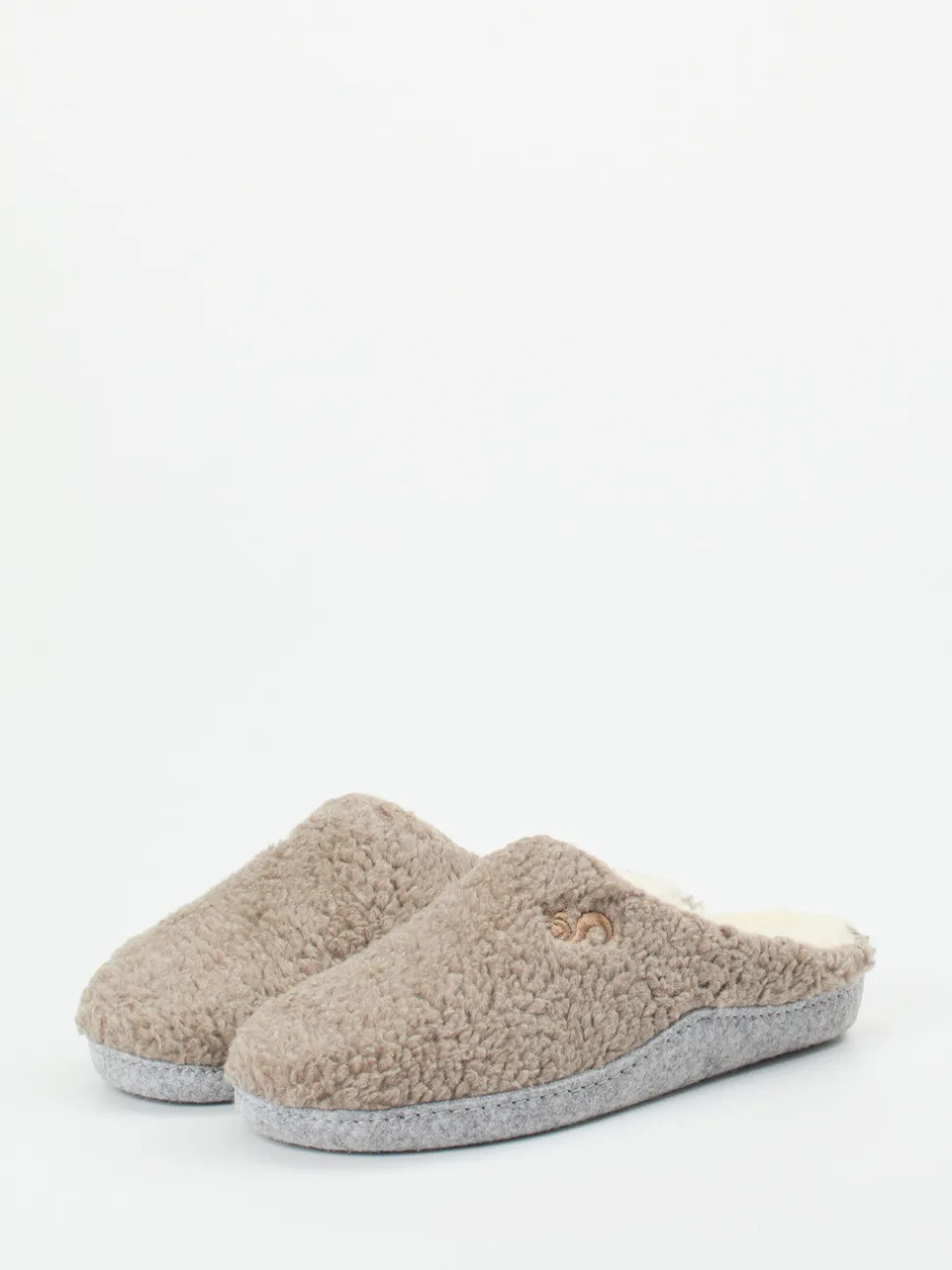 Thies – Pantoffeln aus Textil in Beigegrau