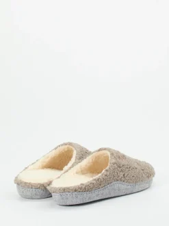 Thies – Pantoffeln aus Textil in Beigegrau