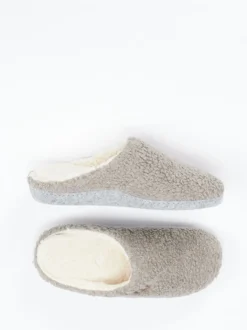 Thies – Pantoffeln aus Textil in Beigegrau