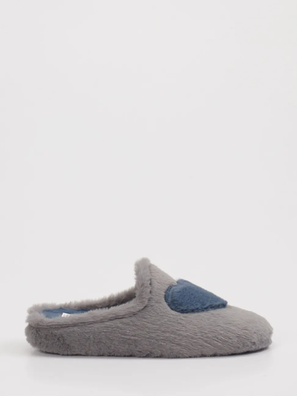 Thies – Pantoffeln aus Textil in Grau mit Herzmotiv