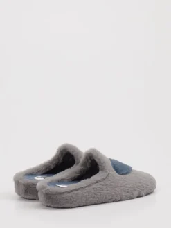 Thies – Pantoffeln aus Textil in Grau mit Herzmotiv