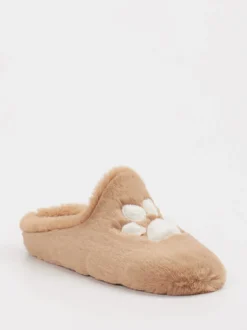 Thies – Pantoffeln aus Textil in Hellbraun