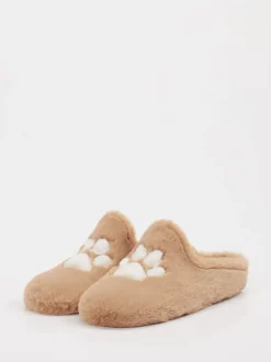 Thies – Pantoffeln aus Textil in Hellbraun