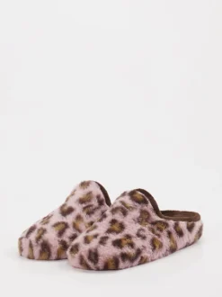 Thies – Pantoffeln aus Textil mit Kunstfell in Altrosa