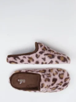Thies – Pantoffeln aus Textil mit Kunstfell in Altrosa