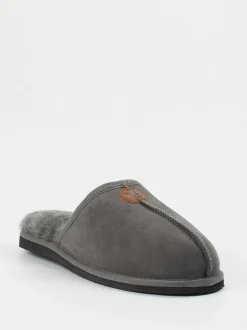 Thies – Pantoffeln aus Veloursleder in Grau